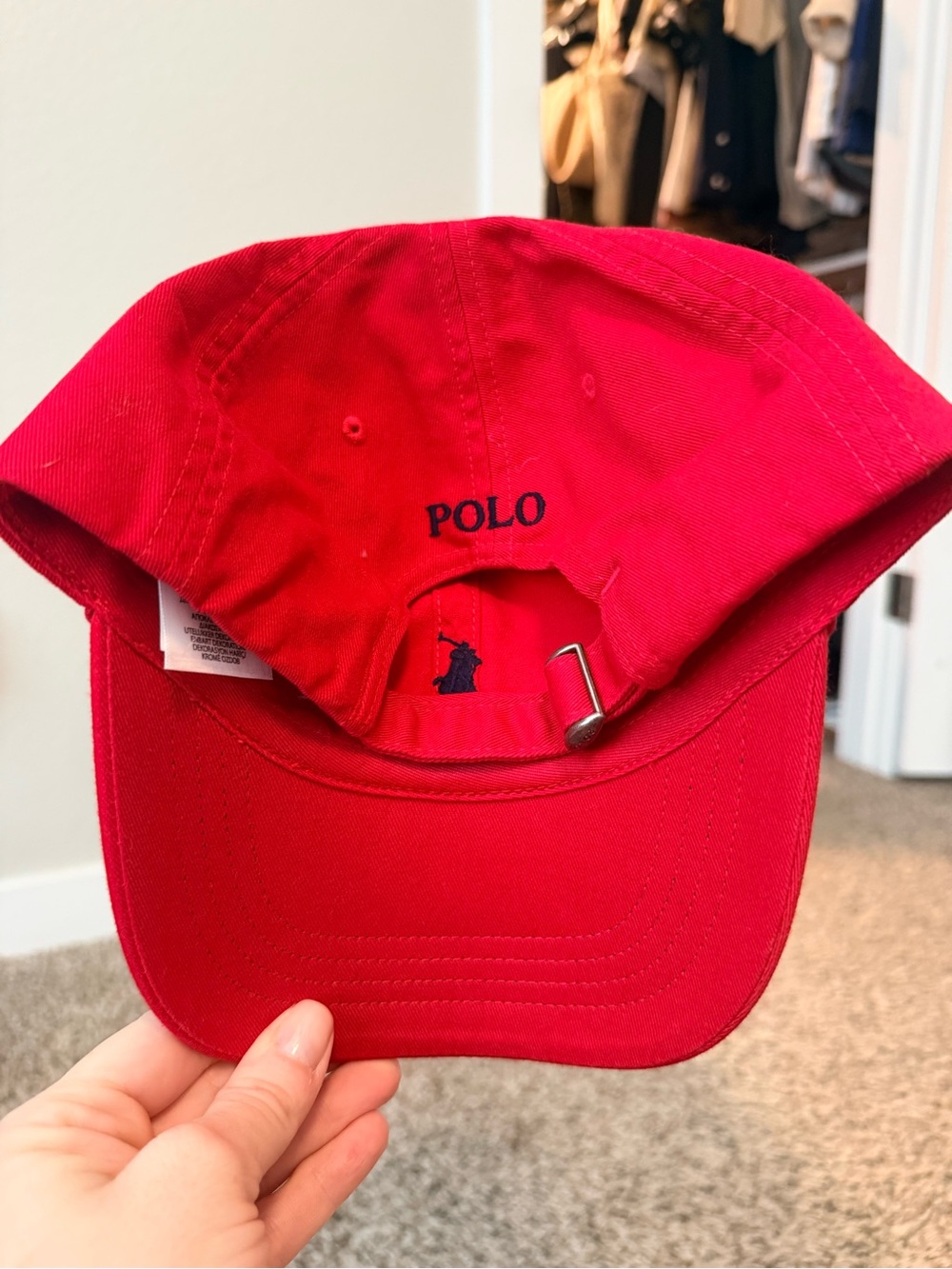 Polo by Ralph Lauren Red Baseball Cap with Navy Pony - Picture 2 of 2